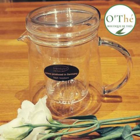 theiere transparente et bote de 5 Fleurs Rose Royale